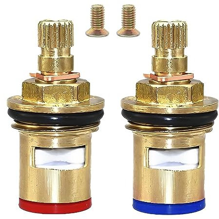 2 cartucce di ricambio per rubinetto in ceramica, kit di riparazione per rubinetto da 1/4 di giro, con viti, per bagno e cucina (modello lungo) (modello piccolo)