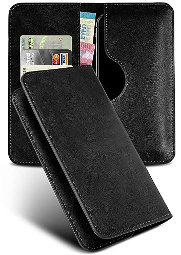 moex Purse Case für iPhone 15 Pro Handytasche mit Geldbörse, Klapphülle aus PU Leder mit Kartenfach, Flip Case Schutzhülle 360 Grad Rundumschutz Booklet Lederhülle, Schwarz