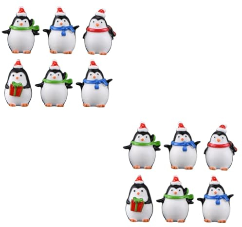 HOMSFOU 12 STK Pinguin-weihnachtsschmuck Feiertagsparty Liefert Weihnachtspinguinfiguren Mini-weihnachtsfiguren Mini-Pinguin-Spielzeug Statuen Tischschmuck Kunsthandwerk Harz Schüttgut