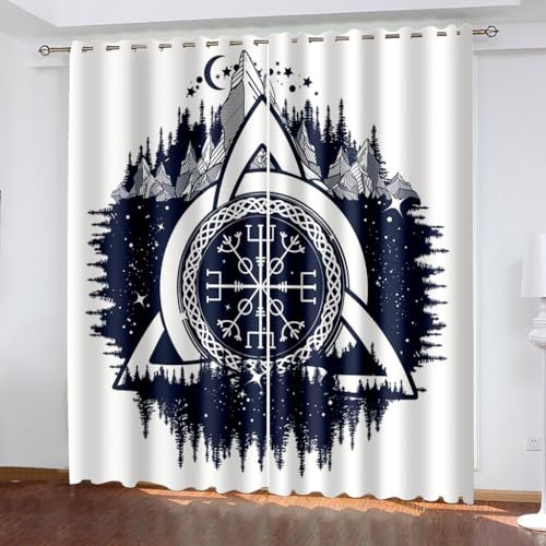 WIKINGER Gardinen ösenschal 2er Set B 220 X H 215 cm 3D Vorhang Blickdicht Kälteschutz Schallschutz Verdunkelung Wärmeisolierende Vorhänge für Wohnzimmer Schlafzimmer
