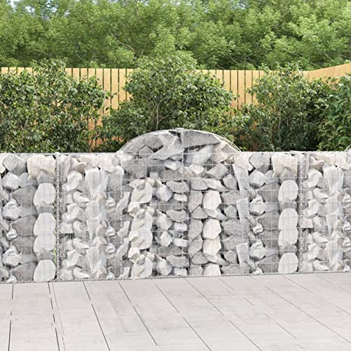 TANZEM Gabionen mit Hochbogen 2 STK Gabionenkörbe, Gabionen Hochbeet, Steinkorb, Gabionengitter, Drahtkorb Für Pflanzen, Kräuterspirale Für Garten, 200x30x100/120cm Verzinktes Eisen