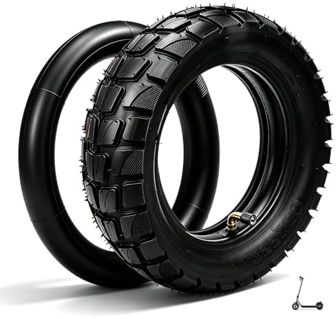 Electric Scooter Tire, 10in Rubber Scooter Tires with 10x2.5in Inner Tube Shock Absorption Pneumatic Wheels Tires Set for Scooters Wheelbarrow