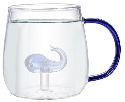 FOUNCY Taza de café 3D, taza de café con animales de dibujos animados 3D – Taza interior transparente que ahorra espacio con simpático animal para café, cerveza, whisky y agua