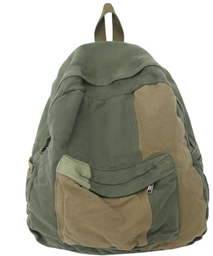 SWEETBIUTI Canvas-Rucksack Vintage Herren Rucksack große Kapazität Zwei-Tone Patch Grunge Rucksack Leichtes Rucksack ästhetische Hippie-Taschen für Reisen, Schule, Daypack