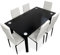 Homey Mesa de Cristal de Comedor o Cocina con Patas Modelo Döme + 6 Sillas Color, Acero aleado, Blanco-Negro, 140 cm (Largo) x 80 cm (Ancho) x 74 cm (Alto)