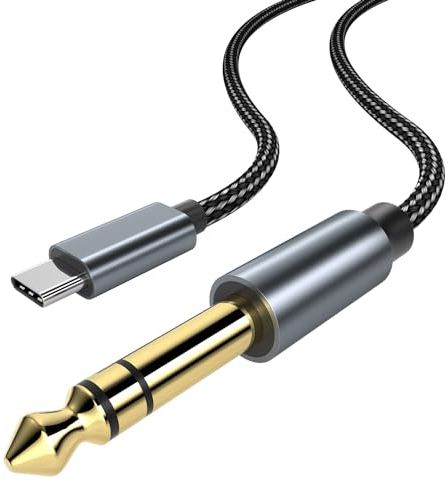 MMOBIEL USB C to 6.35mm TRS Auxiliary Male Cable Aux Audio Adapter Jack Stereo Cable for iPhone 16 15, iPad, MacBook, Samsung Galaxy, Speakers, Amplifier, Mixing Console - 1m