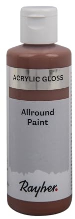 Rayher Allround Paint Gloss Acrylfarbe, schokolade, Flasche 80 ml, glänzende Hobby-Acrylfarbe für Bastelarbeiten und Acrylmaltechniken, speichel- und schweißecht, für saugende Untergründe, 35085542