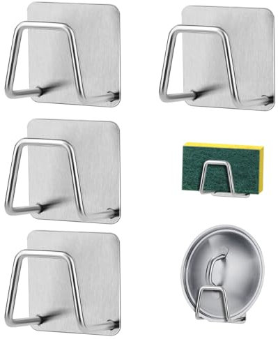 LOBVABA 4 Pièces Porte Éponge Évier Cuisine,Porte Eponge Evier Auto Adhesif, Porte éponge Cuisine, Support Eponge ,Pour Éponges,Brosser,Torchon,Salle de Bain