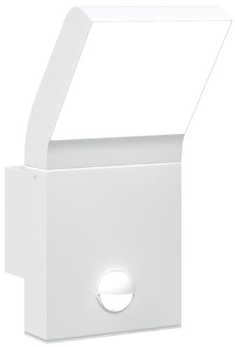 vidaXL LED Außenwandleuchte mit Sensor, Wandleuchte mit IP54-Schutzart, Außenleuchte mit Diffusor, Wandleuchte Gartenlampe, Weiß Aluminiumdruckguss