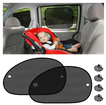Adunsiaoto 2 Stück Autoscheiben Sonnenschutz Für Baby Kinder, Sonnenschutz Auto Seitenscheibe Universal Sonnenblende, Sonnenblende Auto Kinder Mit Saugnäpfen(65x38cm)