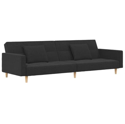 ULUYYUC Wohnzimmer Möbel Camping Sofa Schlafcouch Ecksofa - Schlafsofa 2-Sitzer mit 2 Kissen Dunkelgrau Stoff für Party Terrasse Lounge Garten