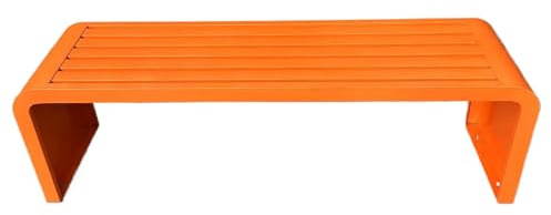 Gartenbank Metall Wetterfest Modern aus Verzinktem Stahl Gartenbank Ohne Lehne für Terrasse, Balkon und Garten(Orange,150 * 40 * 45cm)