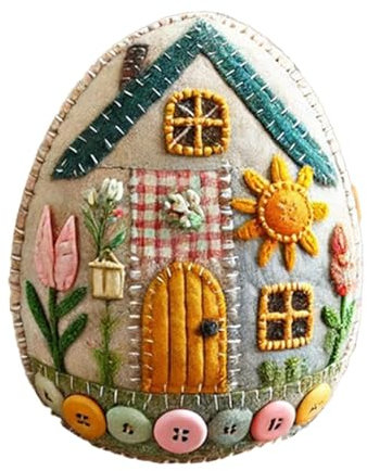 Generisch Patchwork Ostereier Filz Bastelset, Ostern Basteln Kinder Erwachsene, Patchwork Eierhauses Stickset, Osterdeko Basteln Mit Materialpaket Und Anleitung