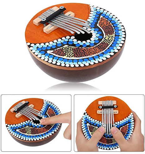 7 -nyckelinställbar Mutterskal MBIRA THUMB PIANO - PORTABLE Musikinstrument Idealiskt för Barn och Vuxna, Vacker