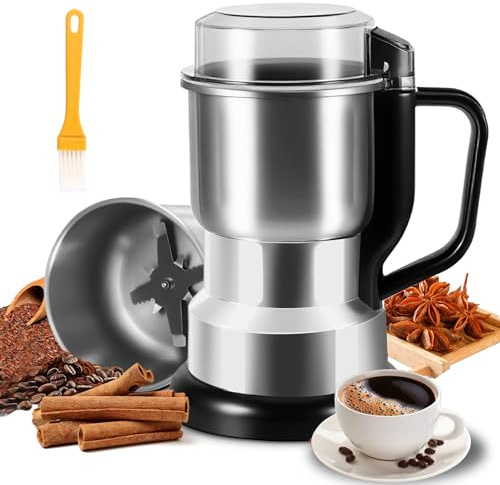 300w Electric Coffee Grinder,8-Blade Spice Grinder for Dried Spice,Nuts | Coffee Bean Grinder, Fast Grinding with Copper Motor, Low Power Spice Grinder,Spice Grinder Electric for Pepper,Grain,Nuts