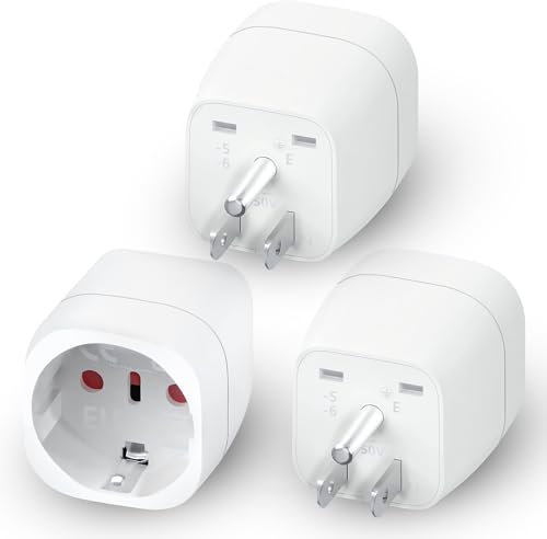 YUMIPDD 3er Set USA Adapter Steckdose, 2500W Reiseadapter USA, Typ B, Weiß