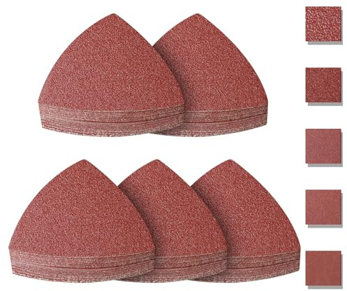 TriáNgulo De Lijado Delta, 90 Piezas Papel de Lija Triangular Hojas de Lija Triangulares 93 x 93 x 93 mm 80 Grits Sanding and Polishing for Delta Sanders