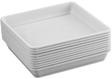 ibasenice Bandejas Cuadradas para Macetas de Resina, 10 Unidades Blancas, 15 X 15 X 2,8 Cm, para Jardín y Uso Interior y Exterior