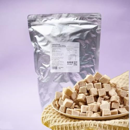 Freeze-Dried Chicken Cubes (500g) - Nutritious cat treats and dog treats, perfect for cat food and dog food, high protein and low fat, very suitable for puppies and kittens as single ingredient snack