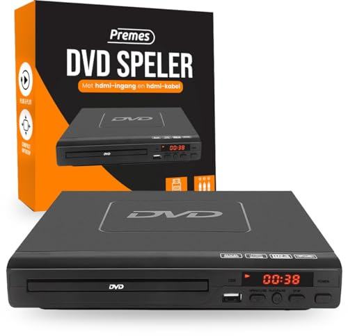 Premieres Schwarzer DVD-Player mit HDMI, AV-Kabel & Fernbedienung – Media-Player Full HD 1080p, Multi-Format-Player für DVD, CD, MP3 und MPEG4 – Plug-&-Play USB-Gerät – Tragbarer DVD- & CD-Player