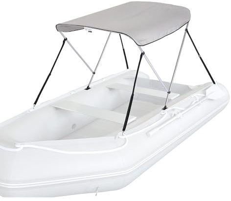 KEMIMOTO Bimini Top Bootsabdeckung Sonnenverdeck, Bootsverdeck Sonnendach Sonnensegel Sonnenschutz, Grau, 161 L*119-139 W*110 H cm