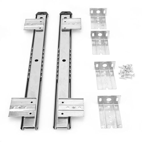 Rails de clavier Sunicon, 2 pièces, en acier laminé à froid épais, support de rail coulissant pour clavier d'ordinateur de bureau (White)