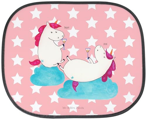 Mr. & Mrs. Panda Parasol para coche unicornio vino espumoso - regalo, protección solar, Tostadas, polvo de estrellas, brillo, unicornios, asiento trasero, Novias, niños, Diversión, Unicornios