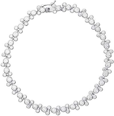 Disney Mickey Mouse Jewelry, Sterling Silver Clear Cubic Zirconia Tennis Bracelet,