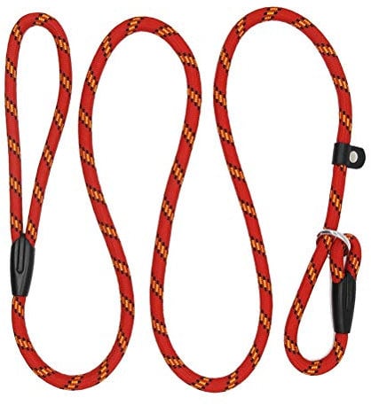 nuoshen Dog Slip Lead,125cm Extremely Durable Strong Dog Training Leash Rope Adjustable Pet Lead Leash for Dogs, Red