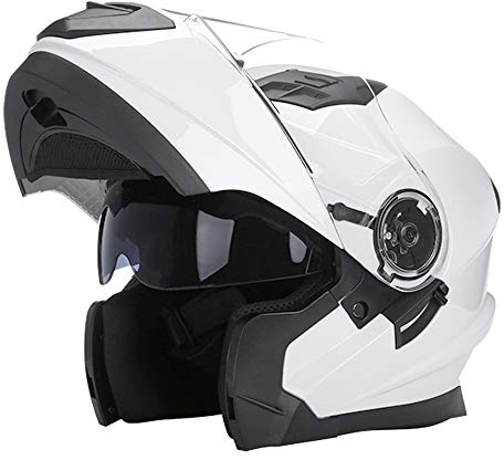 Woljay Klapphelm Integralhelm Rennen Offroad-Helm Motorradhelm (XL, Glas Weiß)