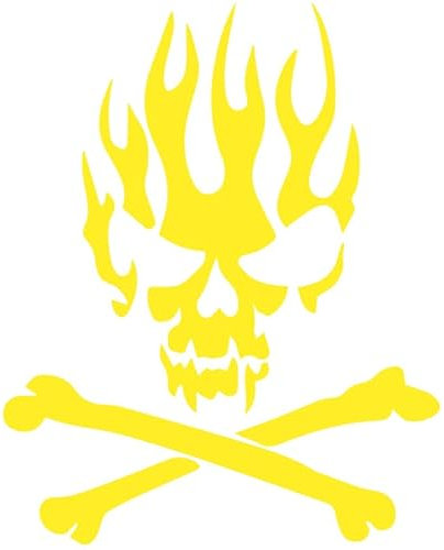 Decus Flaming Crossbones Skull XL 0185 (neon gelb) // Sticker OEM JDM Style Aufkleber