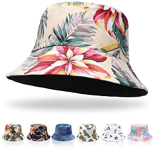 Keho Bucket Hats Women - Reversible Cotton Summer Beach Sun Hats Foldable Fisherman Hat for Travel Beach Hiking UK