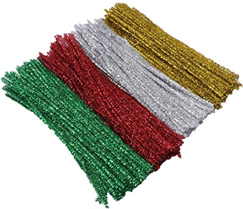 MILISTEN 400 Stück DIY Chenilledraht Glitzer Pfeifenreiniger Bastelset Bunte Plüsch Pfeifenputzer Biegeplüsch für Kinder Zum Basteln Handgemacht Projekte Weihnachtsbaum Kunst Dekoration