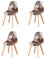 GrandCA HOME Lot de 4 Chaises de Salle à Manger, Chaise de Style Nordico Chaise Patchwork Chaise de Cuisine Chaise de Salon (Marron-4)