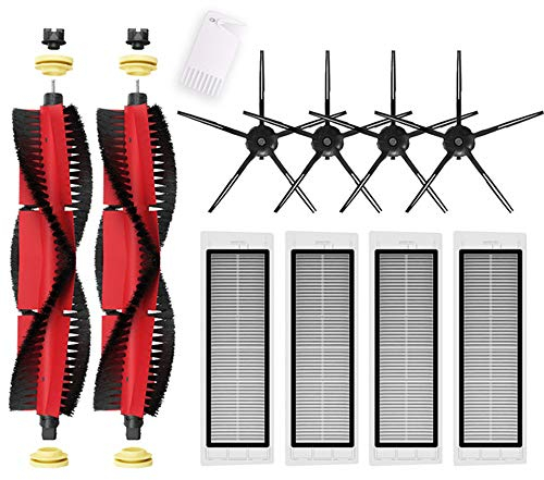 Chuancheng Ersatzteile Zubehör für Xiaomi Roborock S5 MAX S6 Pure S6 Max S6 maxV S4 S4 Max S5 S6 S50 S51 S55 S60 S65 Staubsauger, 2 Rollenbürsten, 4 Seitenbürsten, 4 HEPA-Filter (schwarz)
