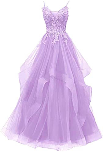 Xinaier Abito da sera formale da donna con spalline in tulle, lilla., 48