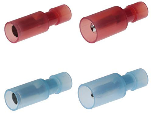 Rundstecker 0.5-2.5 mm² Verbinder Nylon Isolierung Hülse Quetschverbinder Stecker Blau oder Rot (50 Stück, Rot: Hülse / 0.5-1.5 mm²)