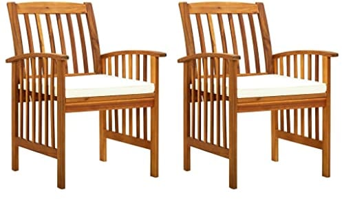 vidaXL 2X Akazienholz Massiv Garten Essstuhl mit Kissen Gartenstuhl Gartensessel Holzstuhl Stuhl Stühle Sessel Gartenstühle Gartenmöbel