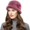 Wantonfy Bonnet pour femme double couche en polaire - Bonnet d'hiver en tricot côtelé - français vintage tressé au crochet - Chic - Léger - Joli classique, rose, taille unique