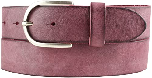 BELTINGER Damen-Gürtel aus weichem Vollrindleder Vintage-Look 4 cm | Jeans-Gürtel für Damen 40mm | Ledergürtel Used-Look | Bordeaux 100cm