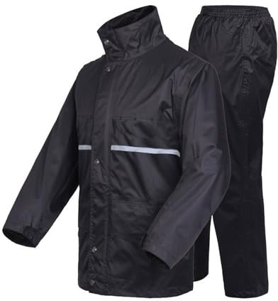 Susy Shop Traje para lluvia impermeable para motocicleta, scooter, bicicleta, resistente al viento, con capuch, en varias tallas, Negro, S