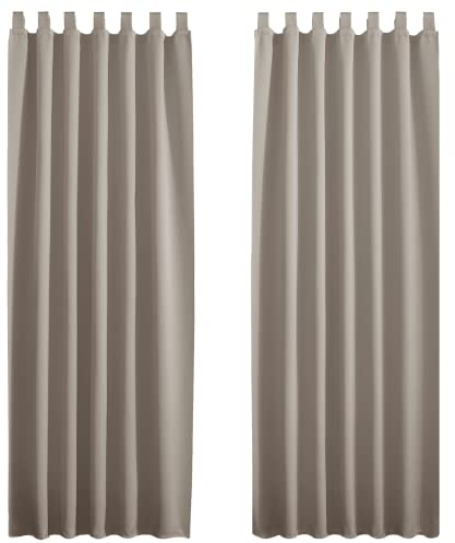PONY DANCE Rideaux Isolant Thermique Occultant Lumineux Bloquer Fenêtre à Pattes Tissu Solid Unicolore pour Chambre Maison Porte Anti Froid, Sable, L 140 sur H 220, 2 Panneaux