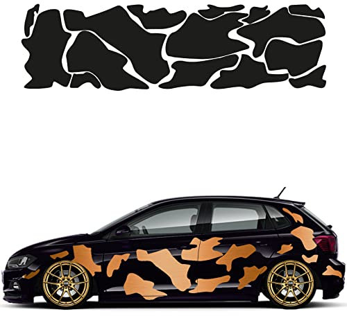 Camouflage Auto Aufkleber Set 15 Teilig Autodekor KFZ Seitenaufkleber Tuningset Camper Wohnwagen Premiumfolie (Matt Kupfer)