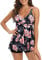 Adigaber Maillot De Bain Deux Pièce Tankini Imprimé Rembourré Maillot avec Short de Garçon Maillots de Bain à Jupette Elégante Taille Haute Beachwear,Une Rose,3XL