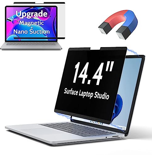 Peslv Schermo magnetico per la privacy per Microsoft Surface Laptop Studio 2/1 da 14,4 pollici, filtro anti abbagliamento della luce blu rimovibile, protezione per blocco spia privata nera