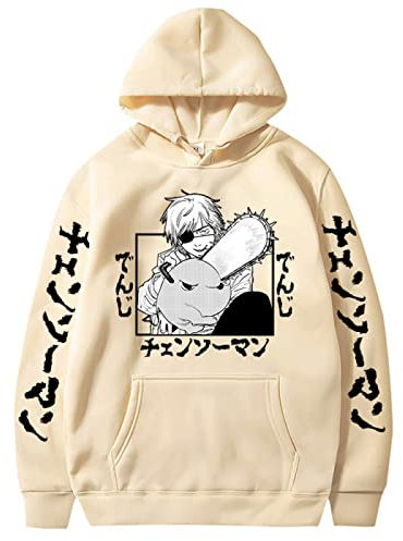 KONDZ New Anime Chainsaw Man Hooded Print Hoodie Fleece Sportswear Sweatshirts Oversized Streetwear Clothes Loose Long Sleeve Pullover