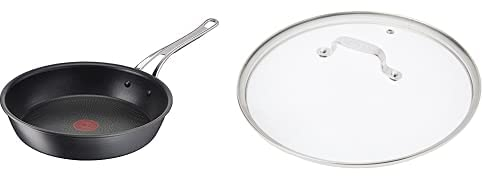 Tefal Jamie Oliver 28cm Frying Pan, Hard Anodised, Aluminium with 28cm Glass Lid