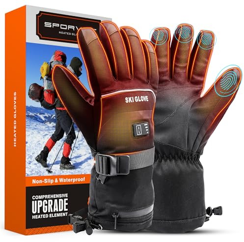 Heated Gloves for Men Women, Rechargeable 7.4V 5000mAh Hand Warmer Battery Electric Heating Ski Gloves for Skiing Hiking Motorcycling