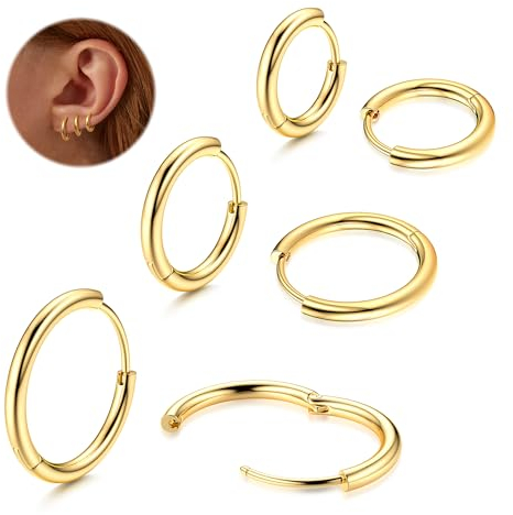 Morfetto F136 Titan Creolen 14 Karat Vergoldete Kleine Creolen Mini Huggie Ohrringe für Frauen Hypoallergene Titan Ohrringe