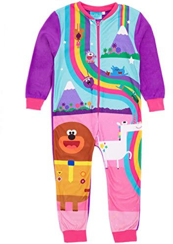 Hey Duggee Girls Onesie in Purple | Kids All In One Fleece Pyjama Loungewear | Roly, Betty, Happy, Norrie, Tag Cosy PJs Sleepsuit Nightwear | Pajama Bodysuit Romper Merchandise Gift for Children